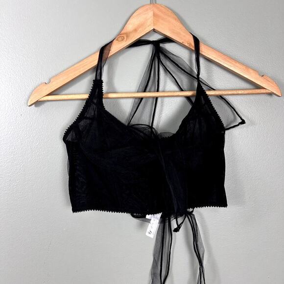 Urban Outfitters Out from Under Black Mesh Corset Halter Sexy Lingerie Top Small - Picture 4 of 8